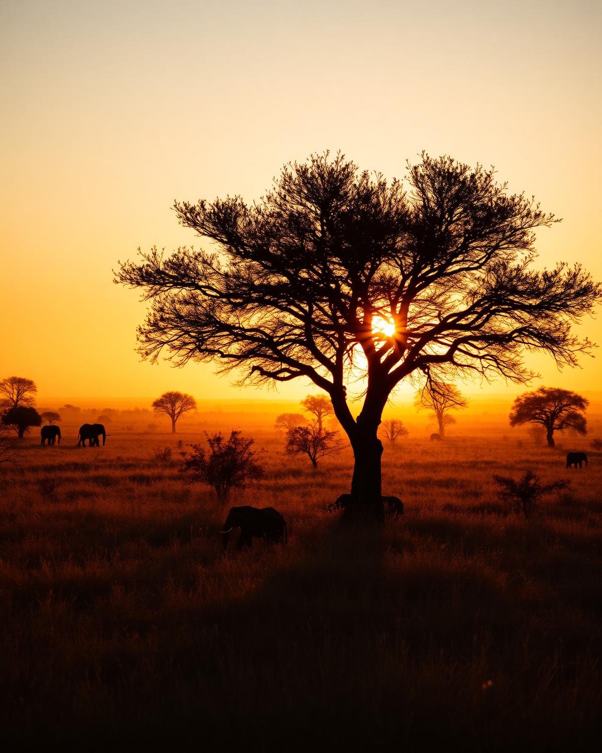 Golden savannah light on safari